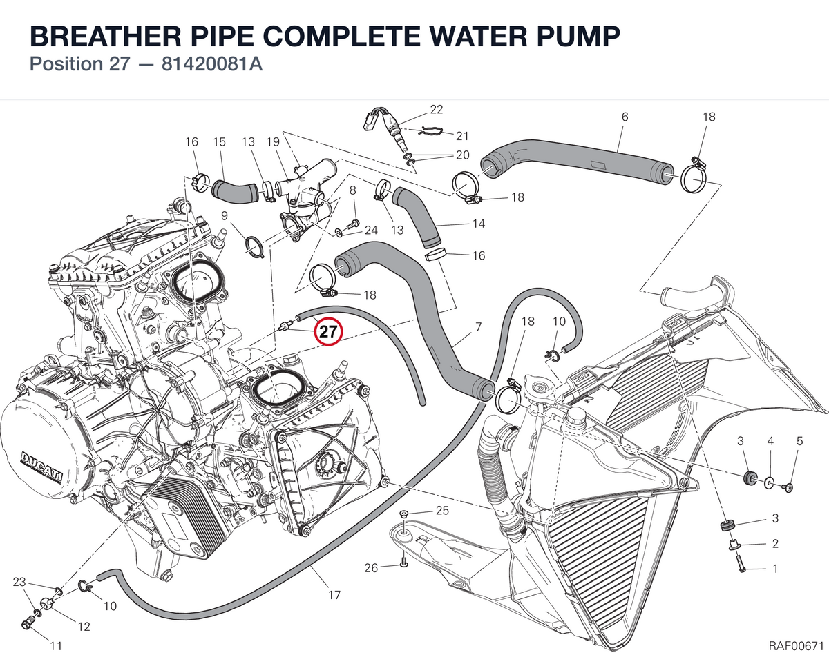 BREATHER PIPE COMPLETE WATER PUMP 81420081A diagram position