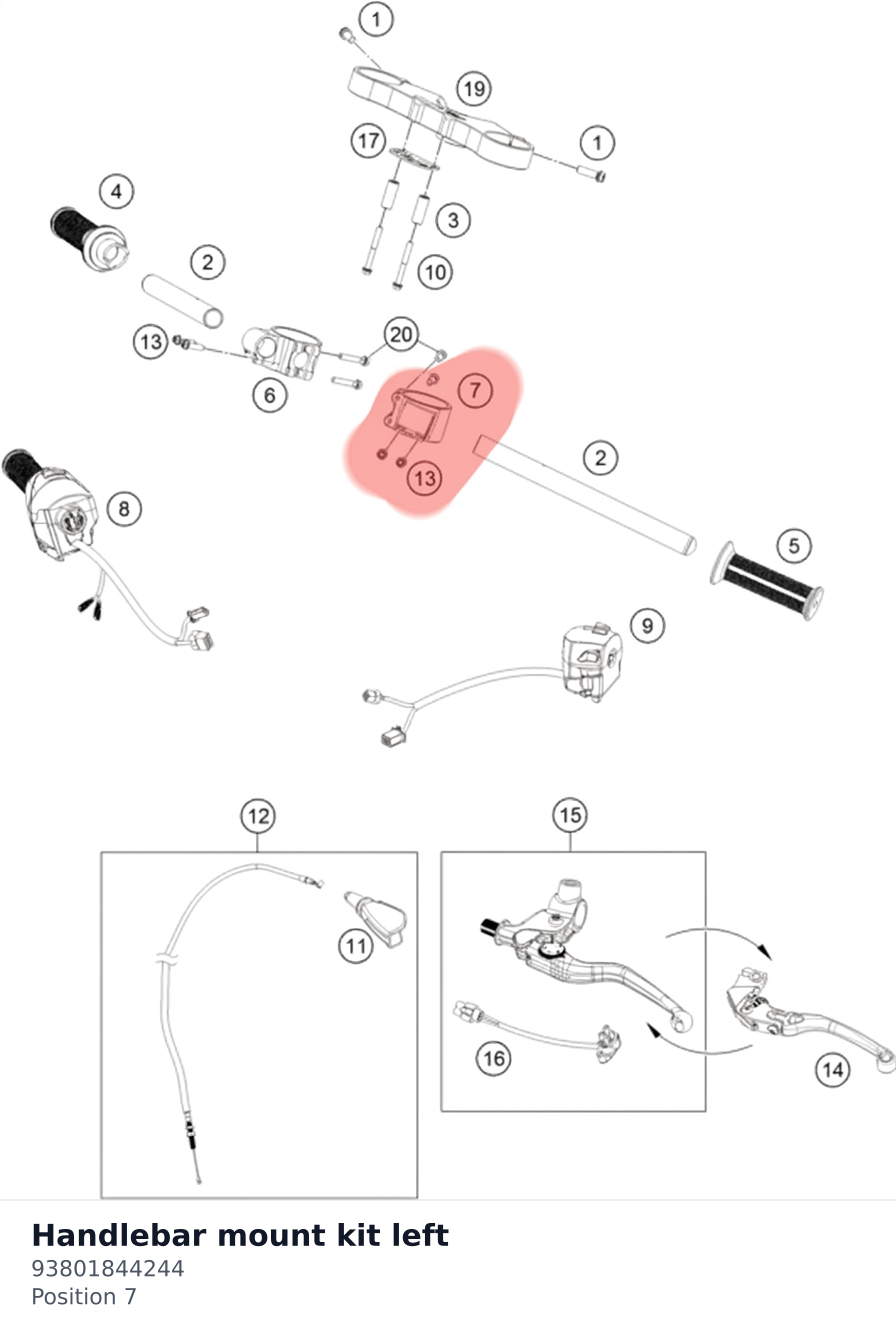 Diagram preview: Handlebar mount kit left (93801844244)