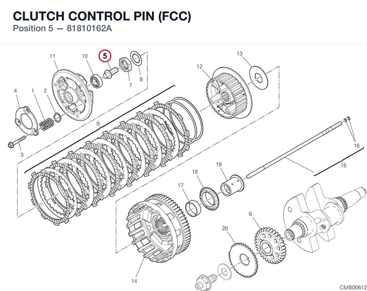 CLUTCH CONTROL PIN (FCC) 81810162A diagram position