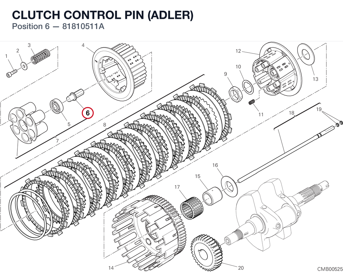 CLUTCH CONTROL PIN (ADLER) 81810511A diagram position