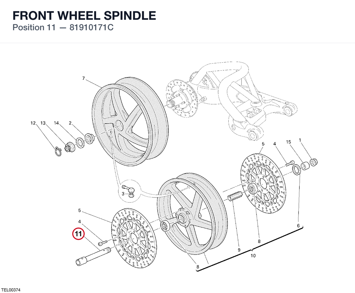 FRONT WHEEL SPINDLE 81910171C diagram position