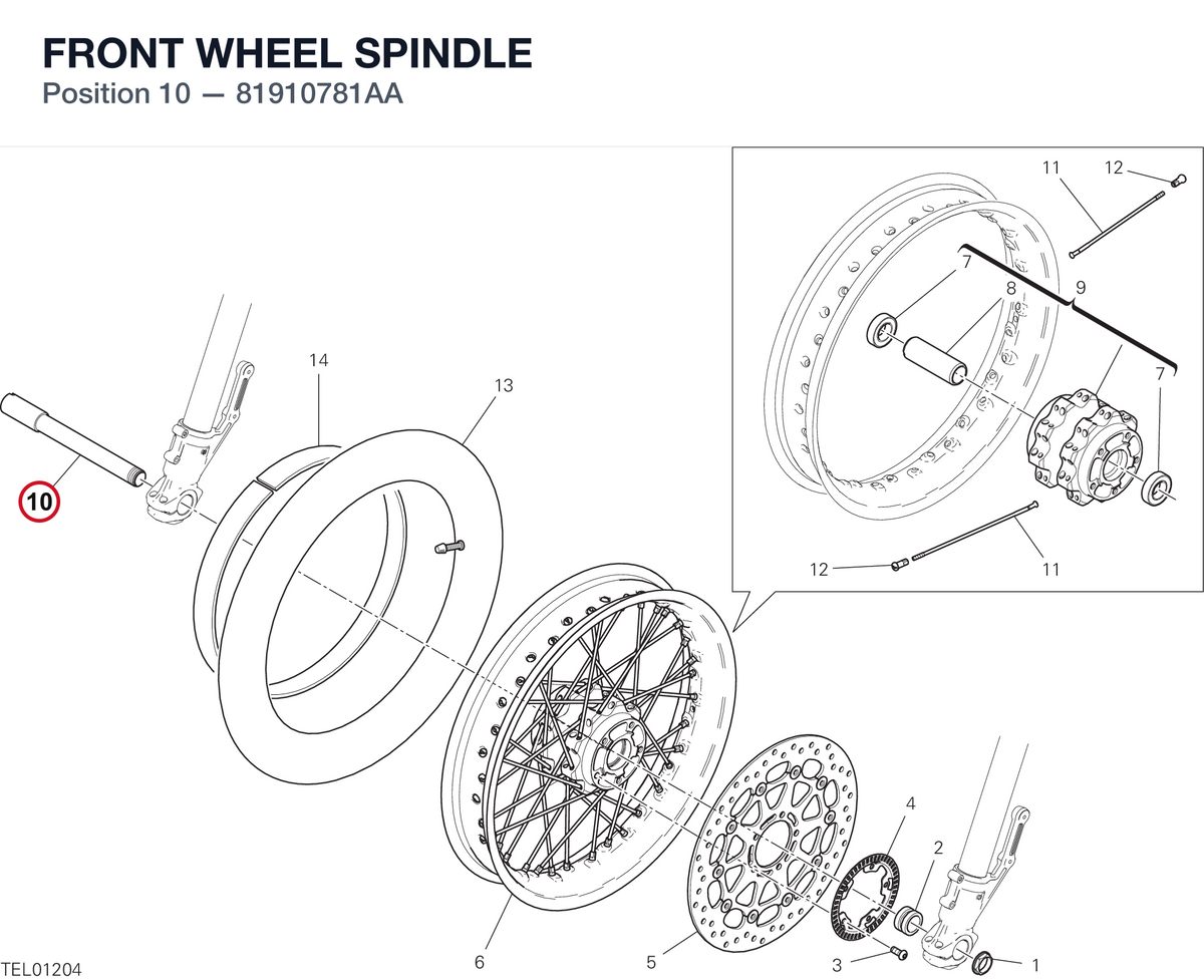 FRONT WHEEL SPINDLE 81910781AA diagram position