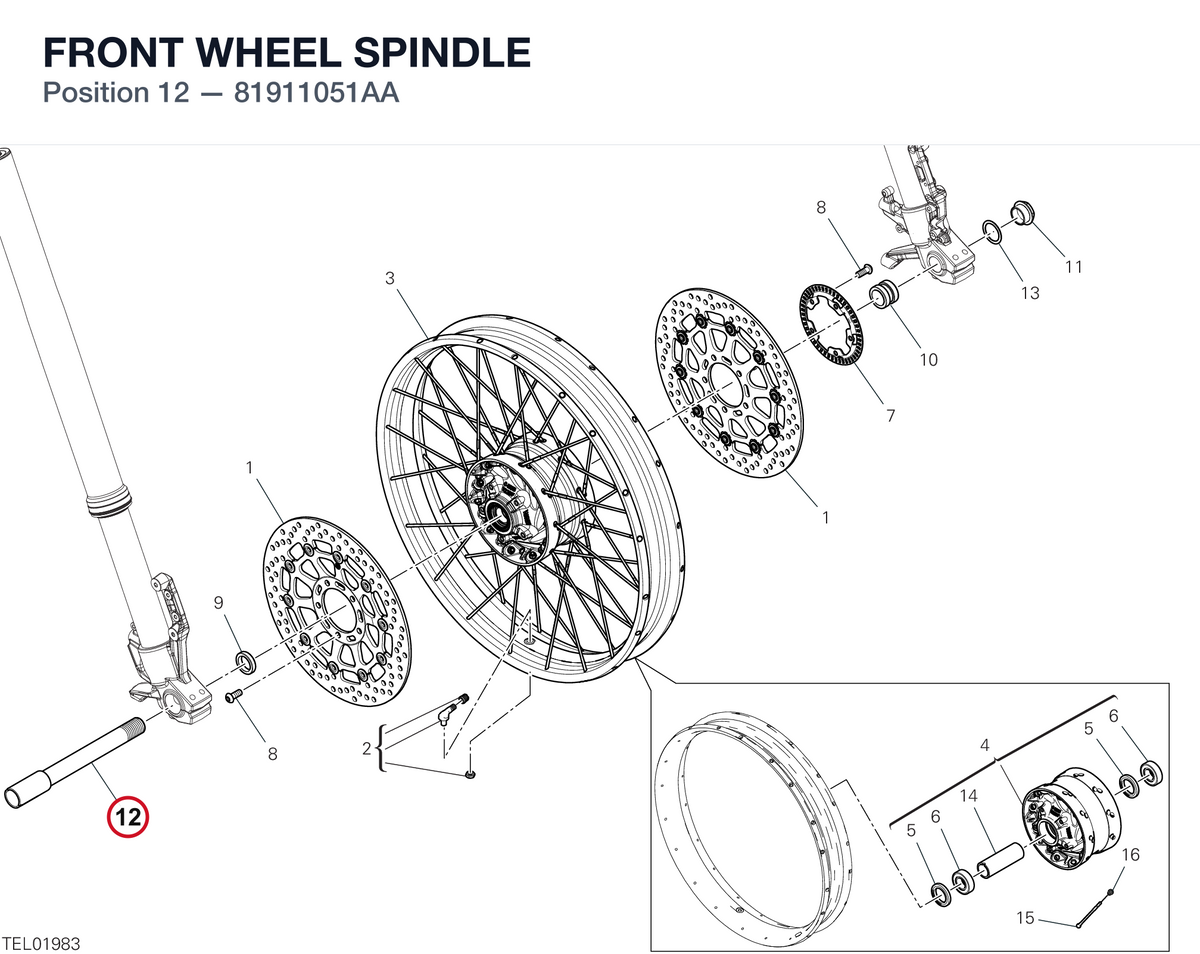 FRONT WHEEL SPINDLE 81911051AA diagram position