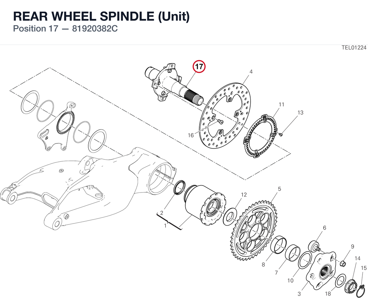 REAR WHEEL SPINDLE (Unit) 81920382C diagram position