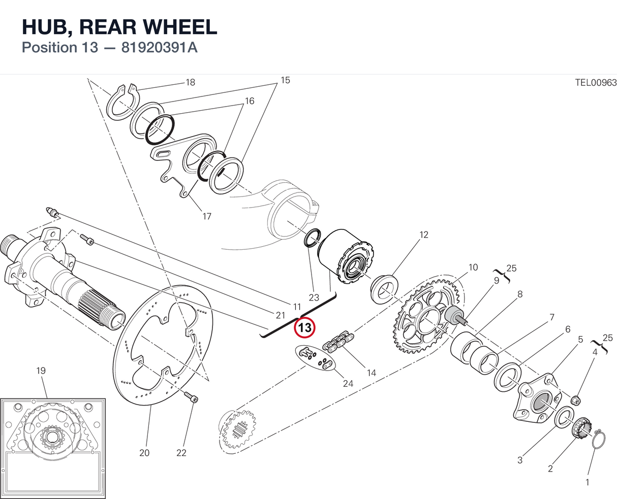 HUB, REAR WHEEL