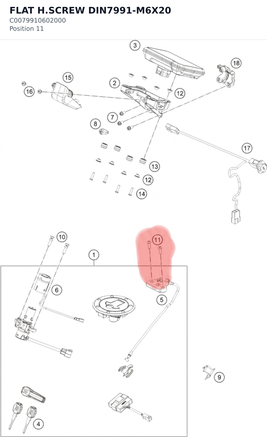Diagram preview: FLAT H.SCREW DIN7991-M6X20 (C0079910602000)