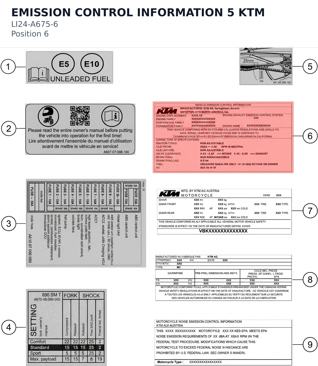 Diagram preview: EMISSION CONTROL INFORMATION 5 KTM (LI24-A675-6)