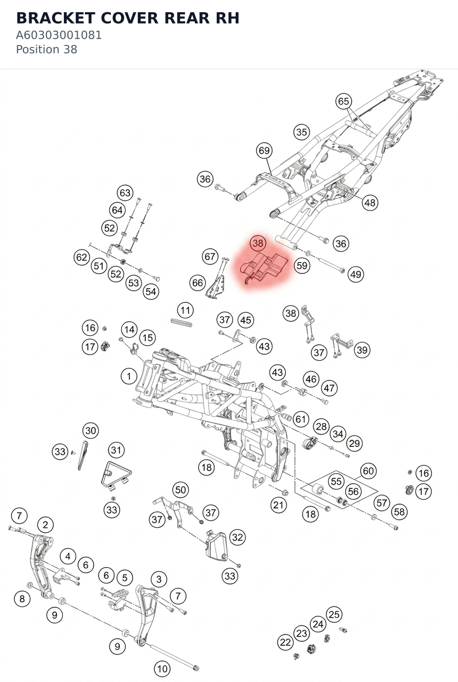 Diagram preview: BRACKET COVER REAR RH (A60303001081)
