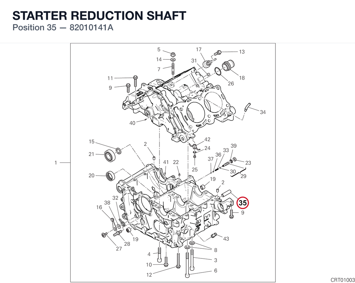 STARTER REDUCTION SHAFT 82010141A diagram position