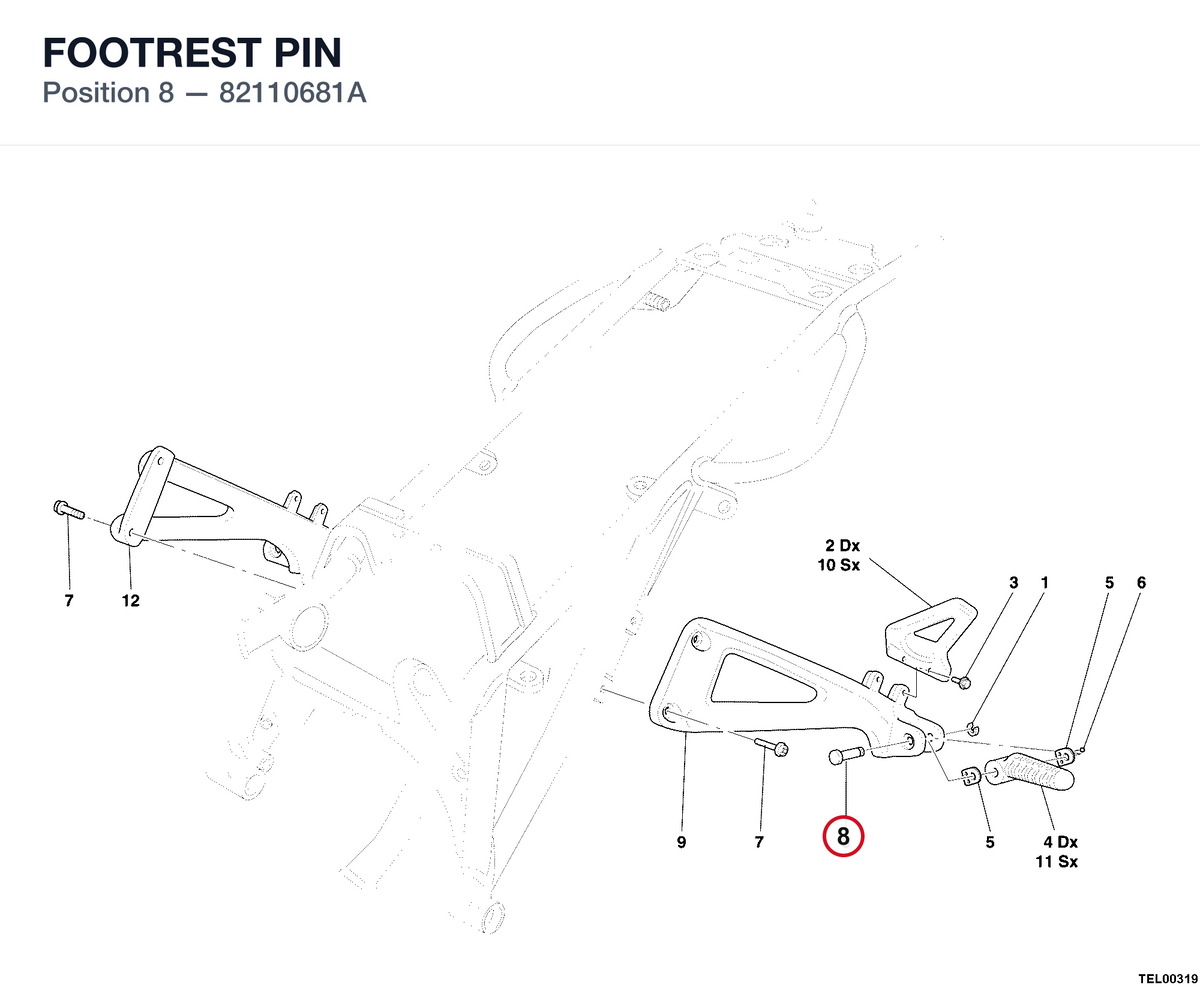 FOOTREST PIN 82110681A diagram position