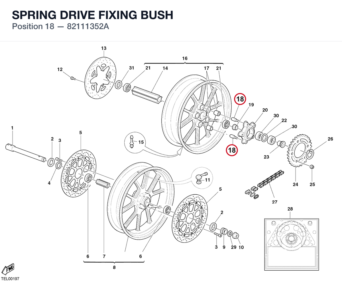 SPRING DRIVE FIXING BUSH 82111352A diagram position
