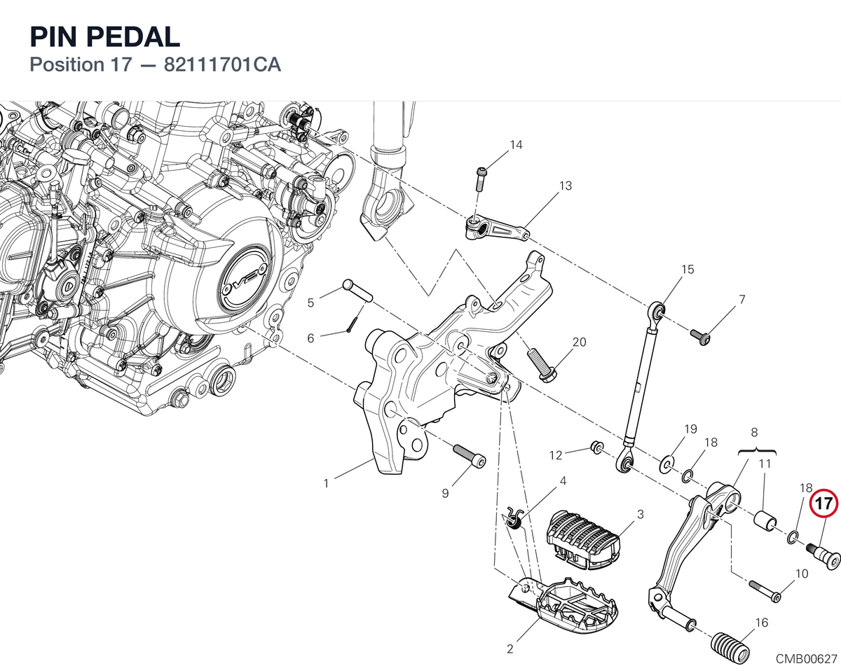 PIN PEDAL 82111701CA diagram position