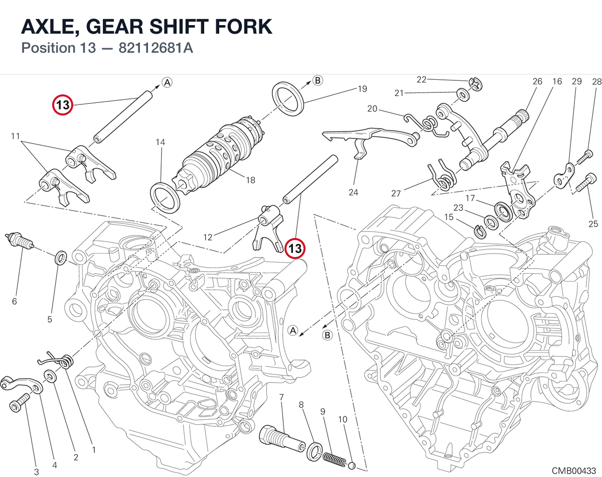 AXLE, GEAR SHIFT FORK 82112681A diagram position
