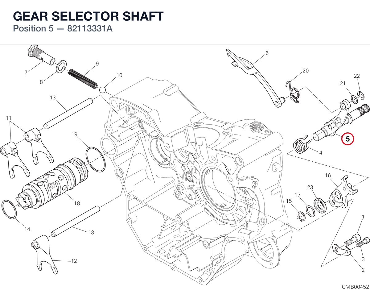 GEAR SELECTOR SHAFT 82113331A diagram position