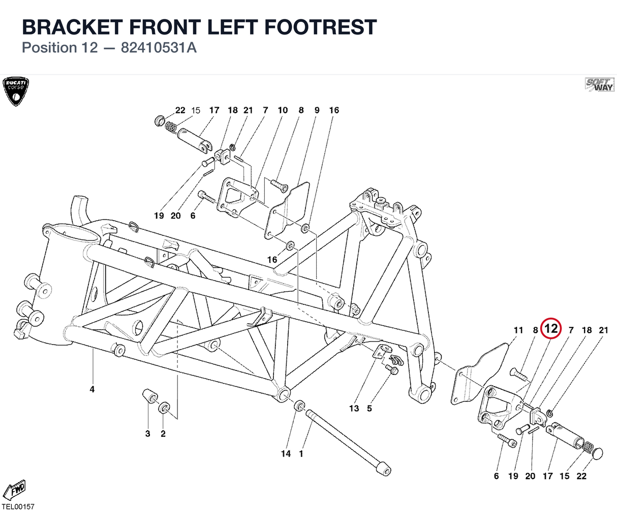 BRACKET FRONT LEFT FOOTREST