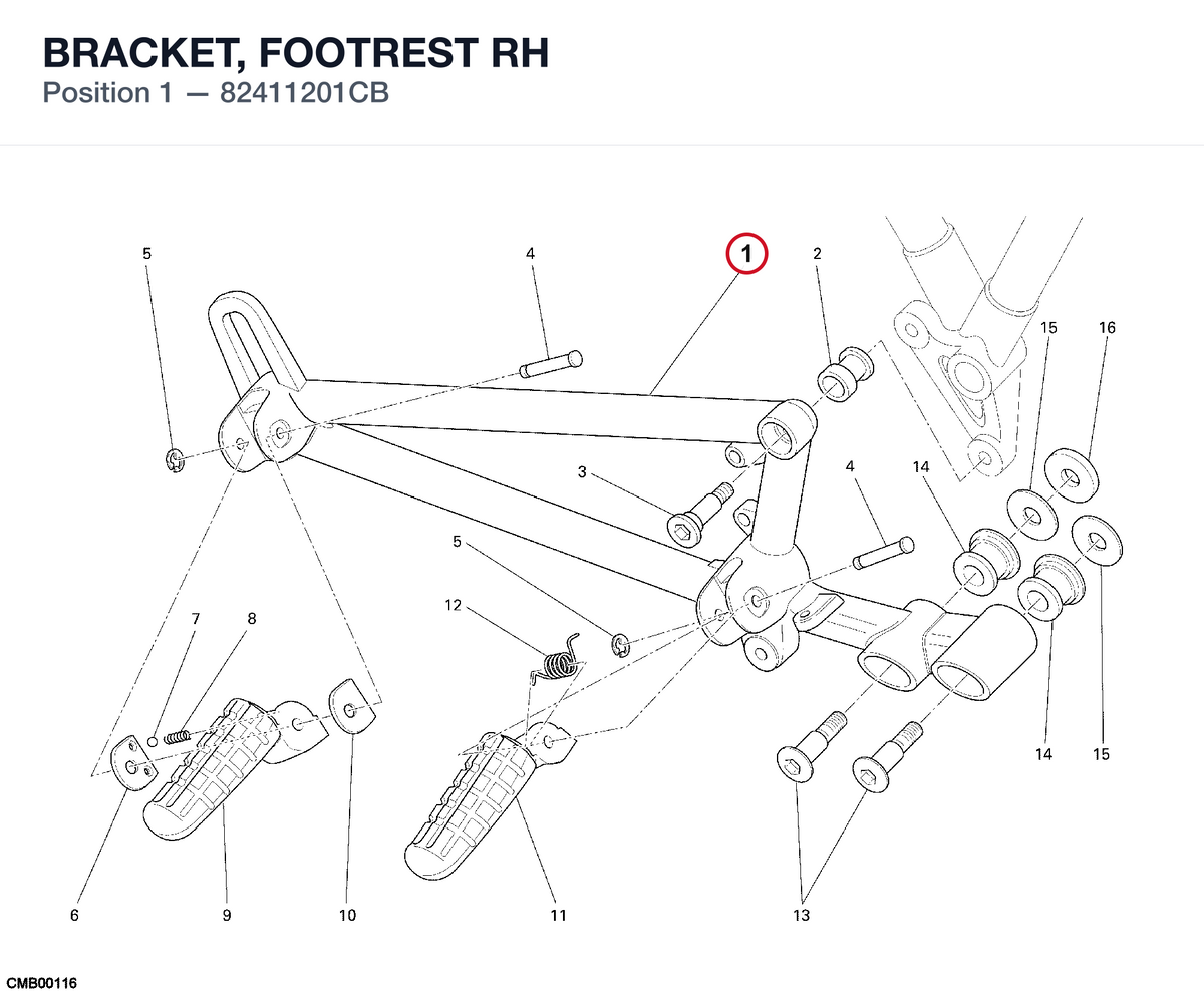 BRACKET, FOOTREST RH