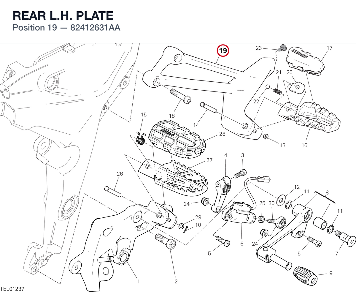 REAR L.H. PLATE 82412631AA diagram position