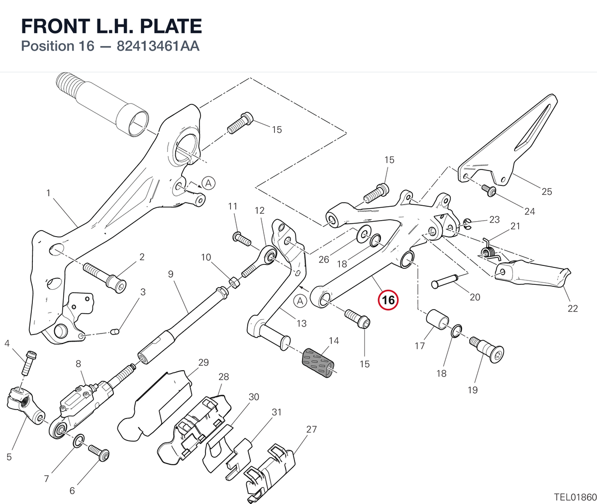 FRONT L.H. PLATE 82413461AA diagram position