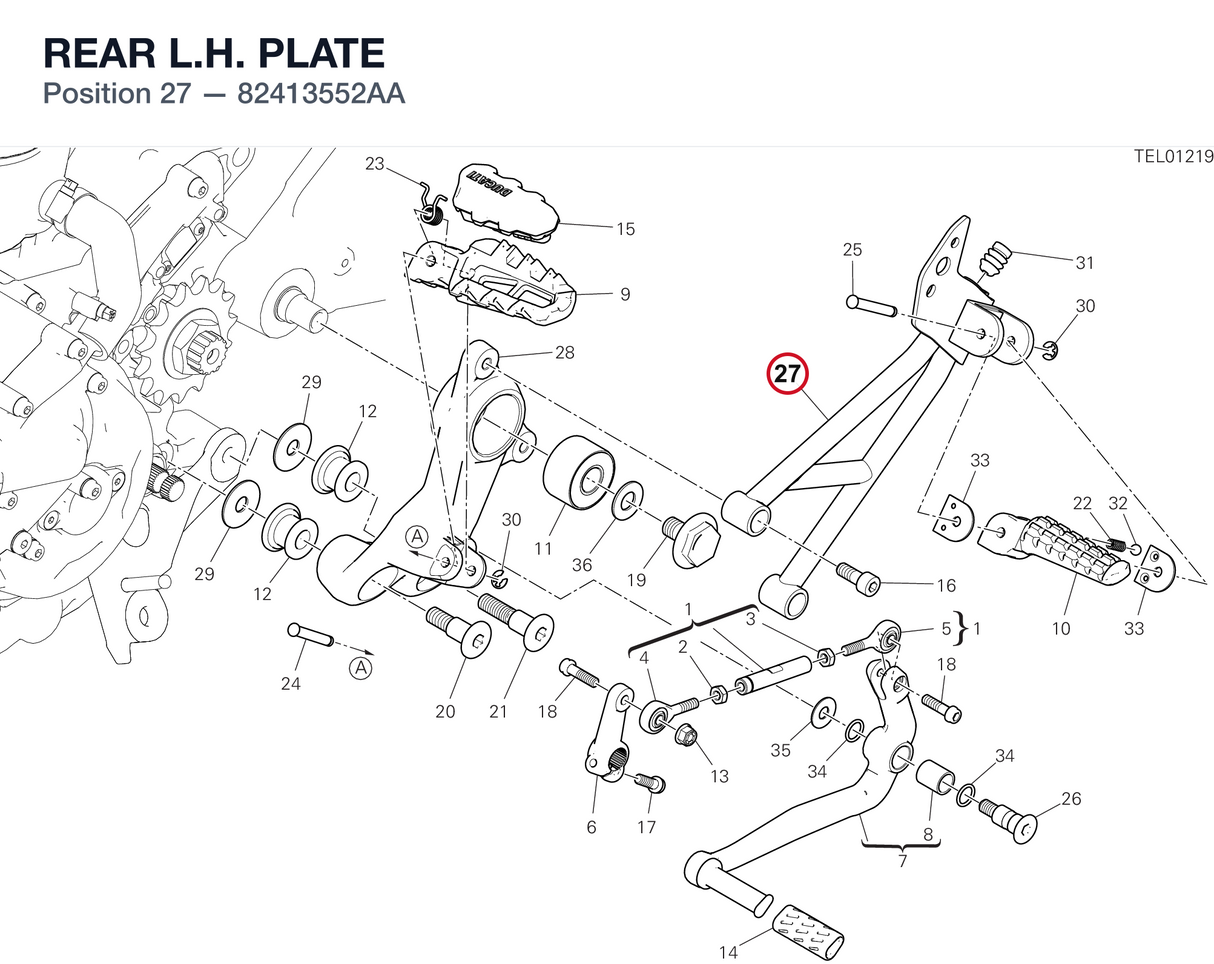 REAR L.H. PLATE 82413552AA diagram position