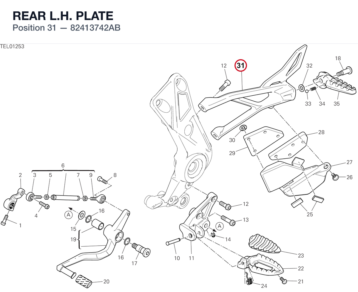 REAR L.H. PLATE 82413742AB diagram position