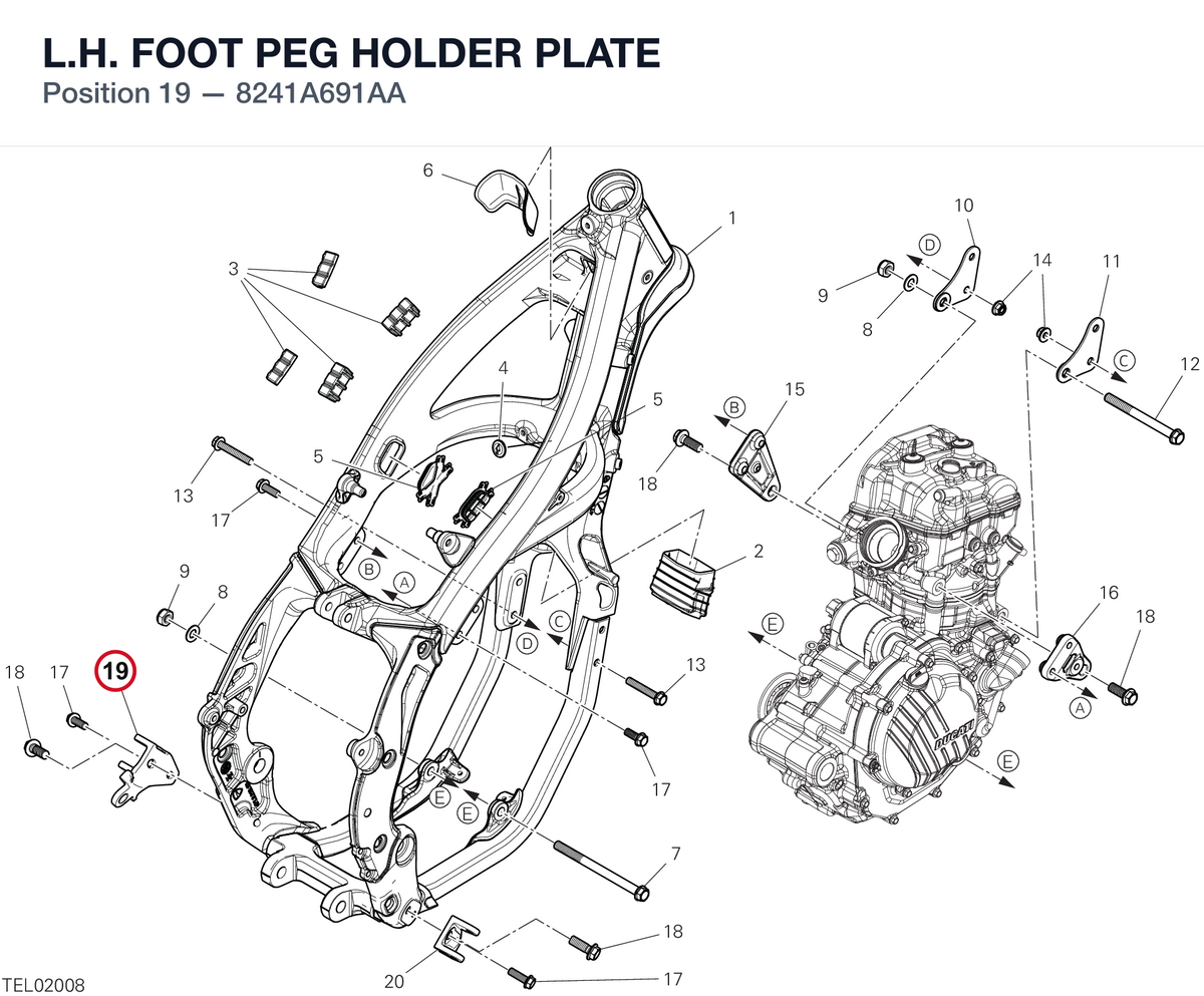 L.H. FOOT PEG HOLDER PLATE 8241A691AA diagram position