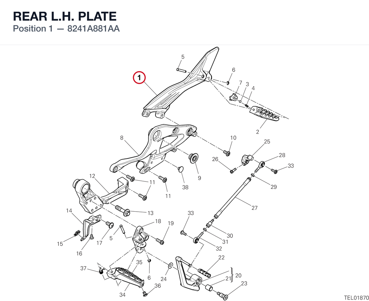 REAR L.H. PLATE 8241A881AA diagram position