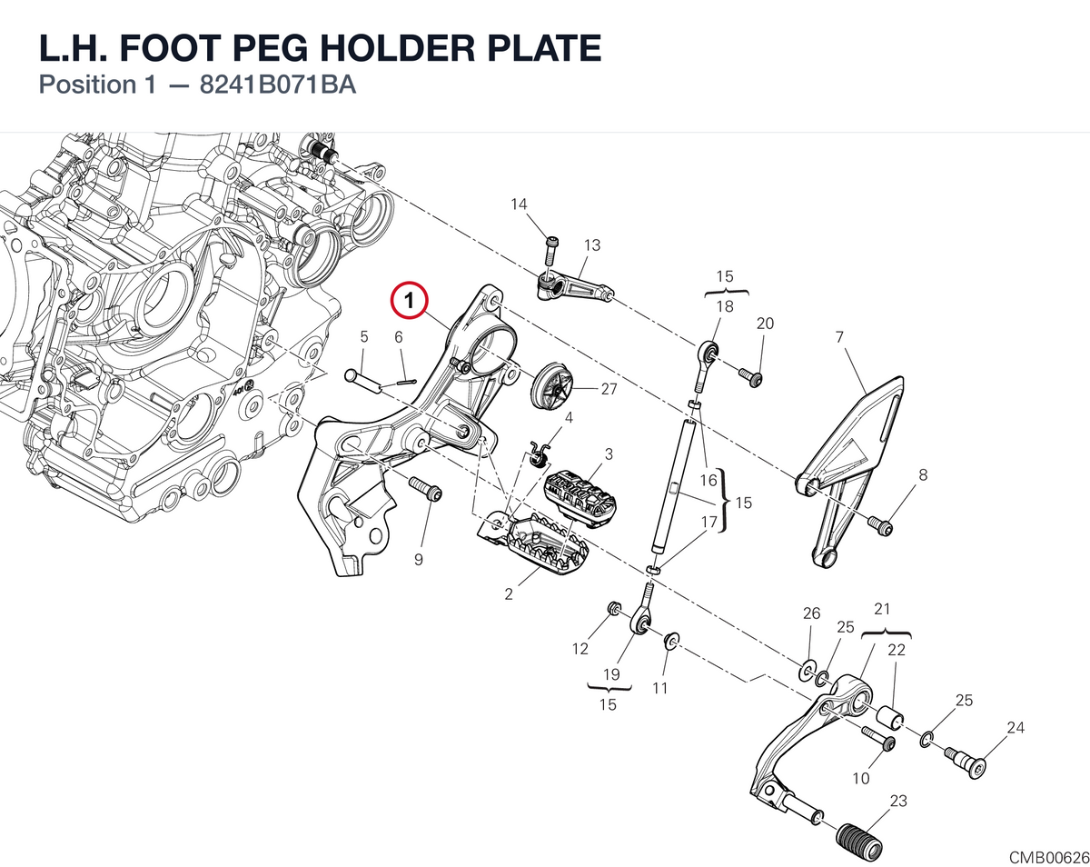 L.H. FOOT PEG HOLDER PLATE 8241B071BA diagram position