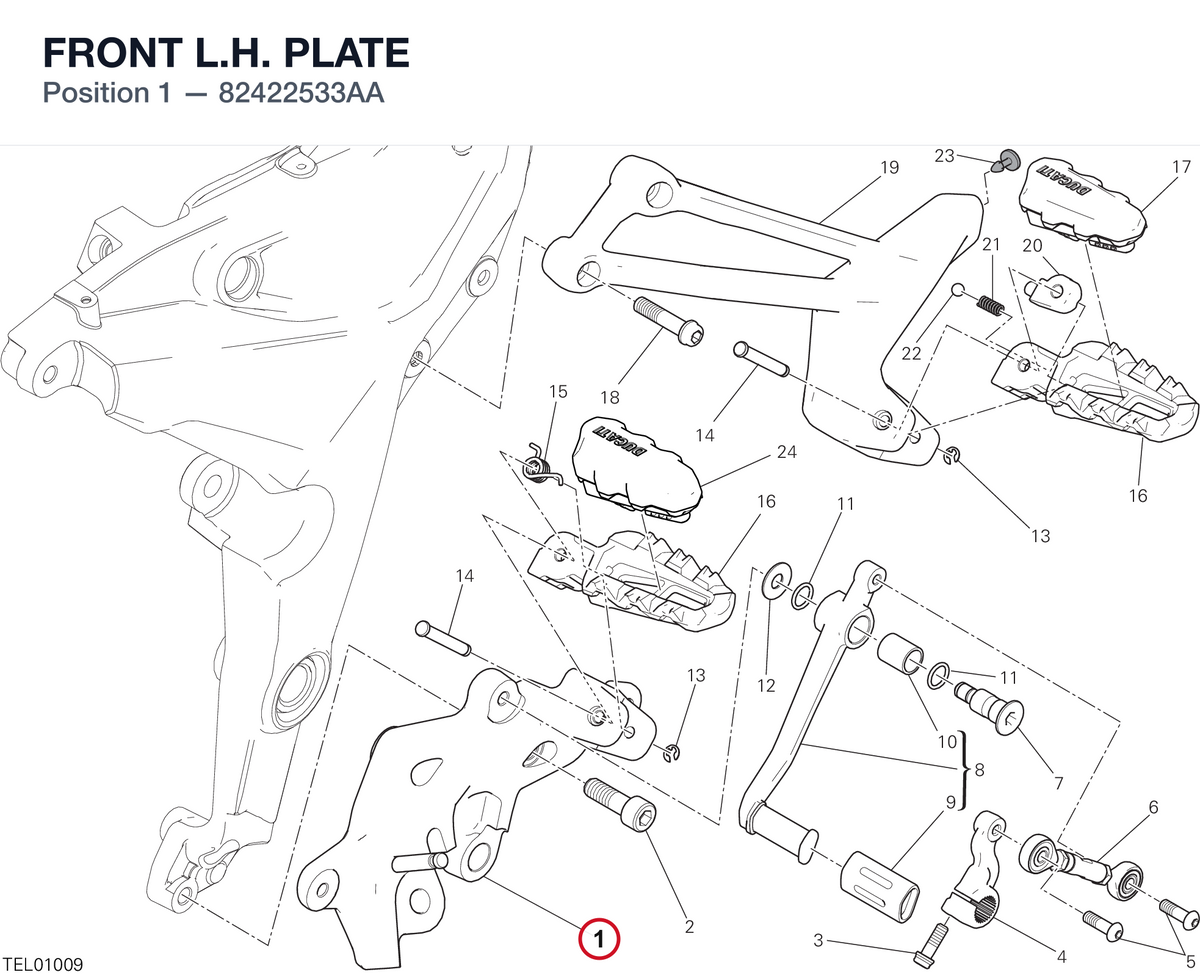 FRONT L.H. PLATE 82422533AA diagram position