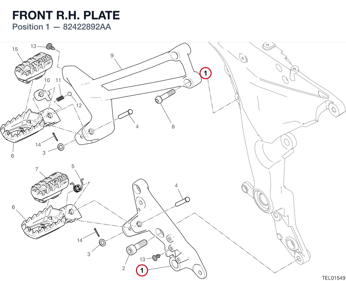 FRONT R.H. PLATE 82422892AA diagram position