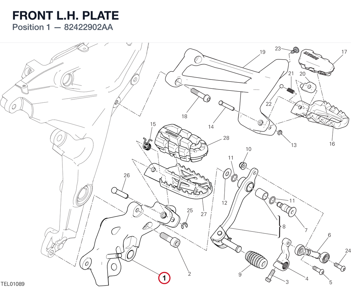 FRONT L.H. PLATE 82422902AA diagram position