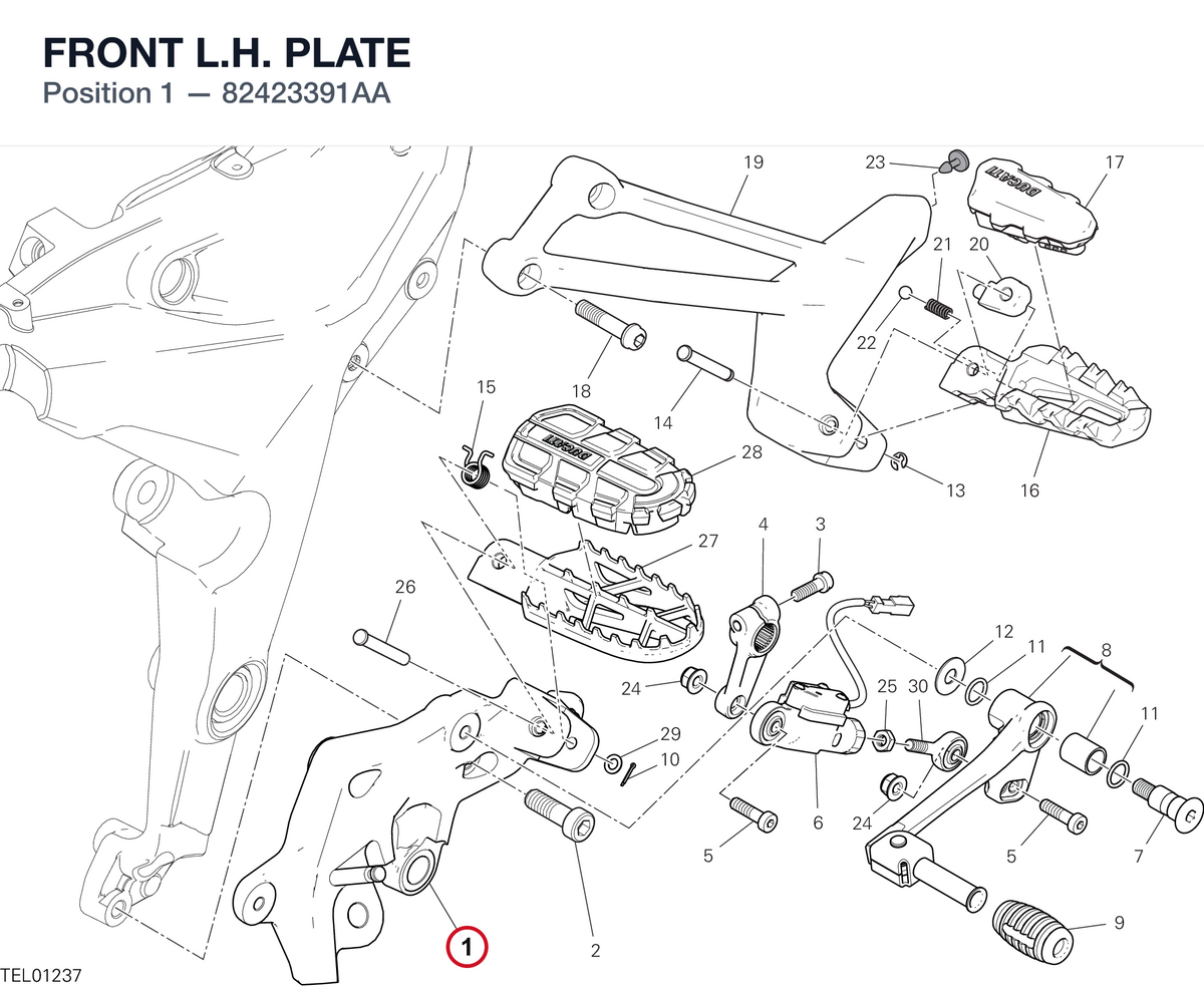 FRONT L.H. PLATE 82423391AA diagram position