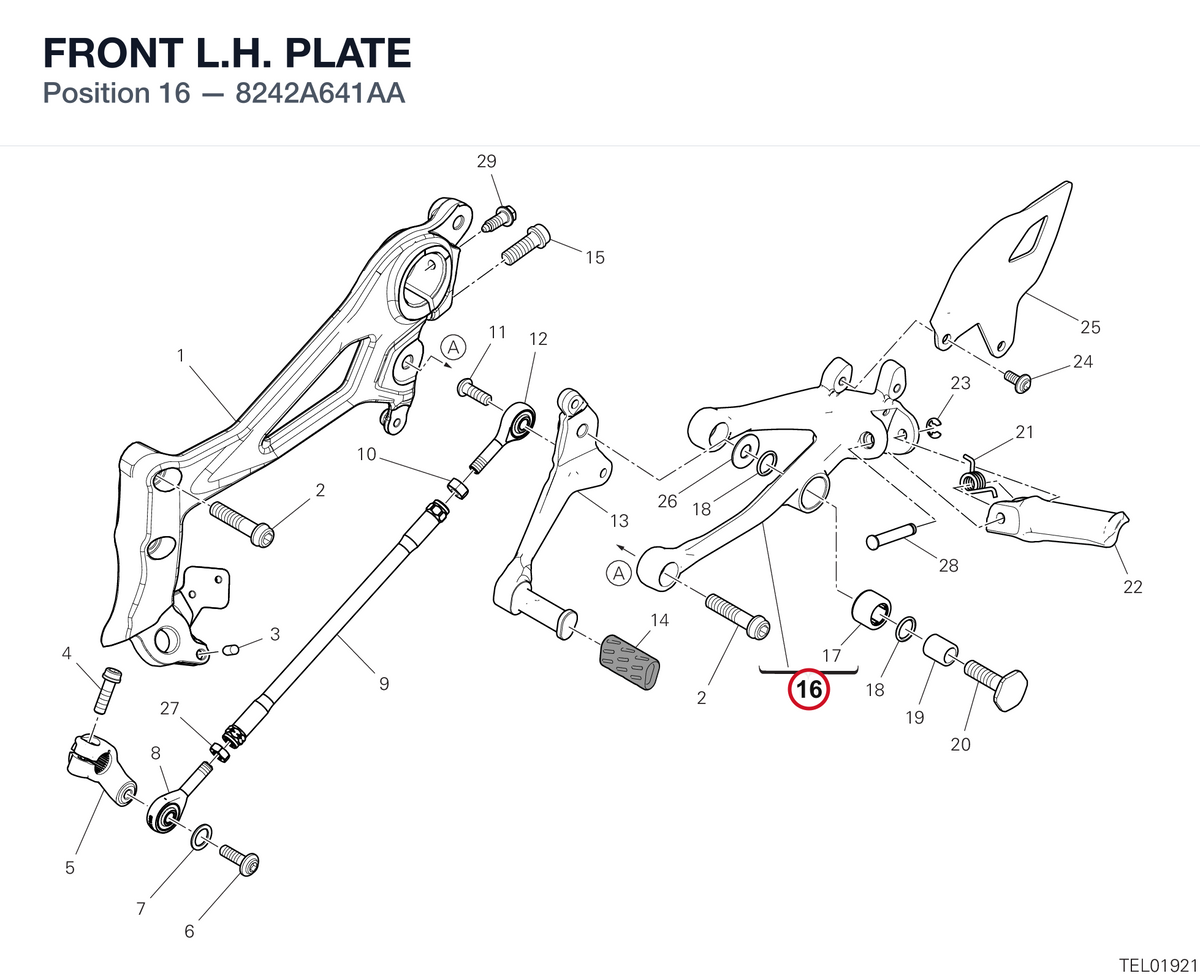 FRONT L.H. PLATE 8242A641AA diagram position