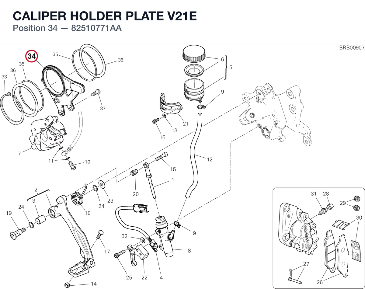 CALIPER HOLDER PLATE V21E 82510771AA diagram position