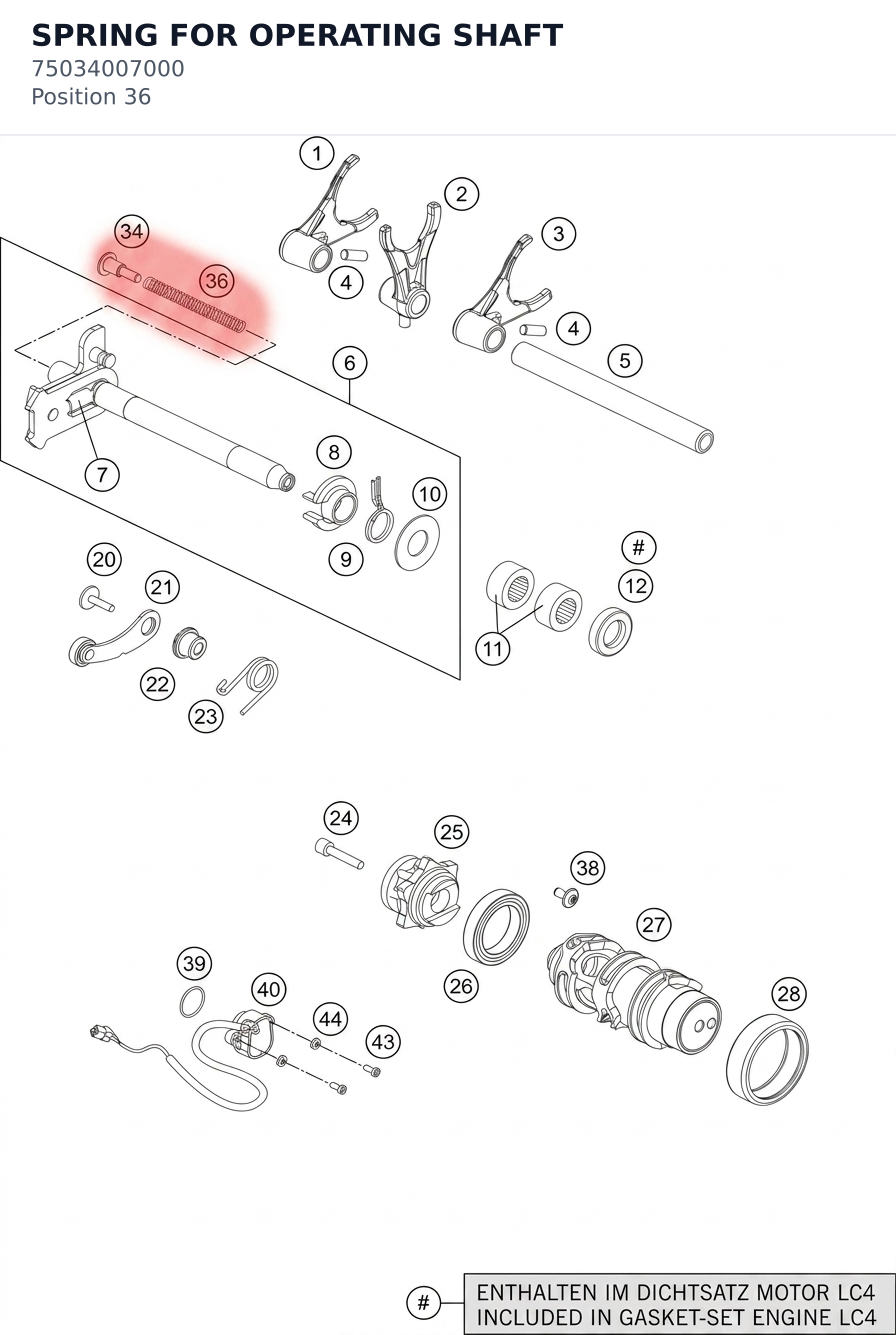 Diagram preview: SPRING FOR OPERATING SHAFT (75034007000)