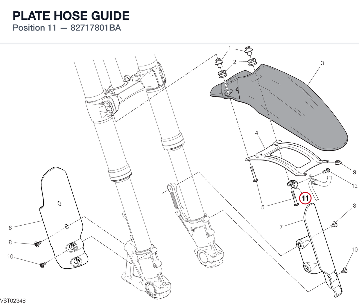 PLATE HOSE GUIDE 82717801BA diagram position