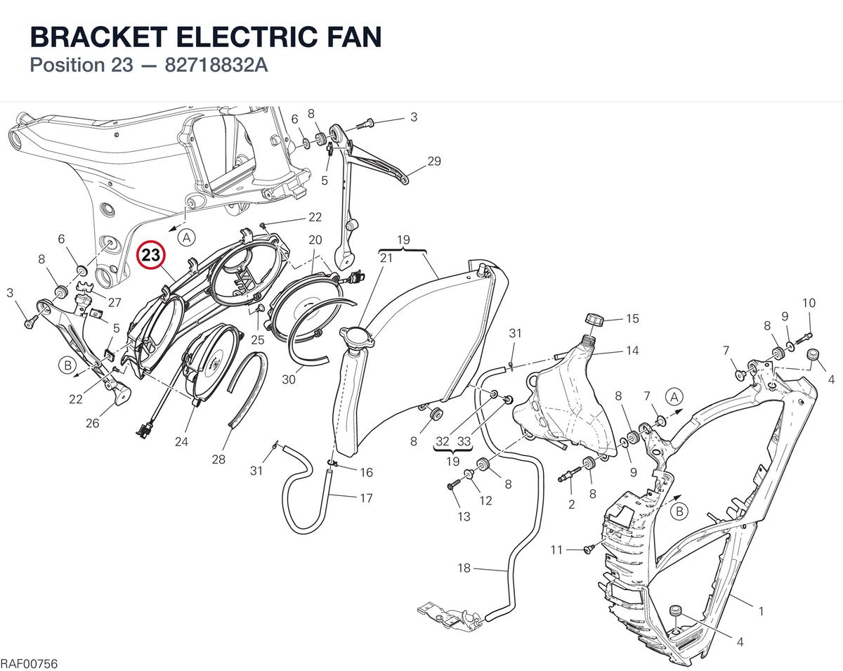 BRACKET ELECTRIC FAN 82718832A diagram position