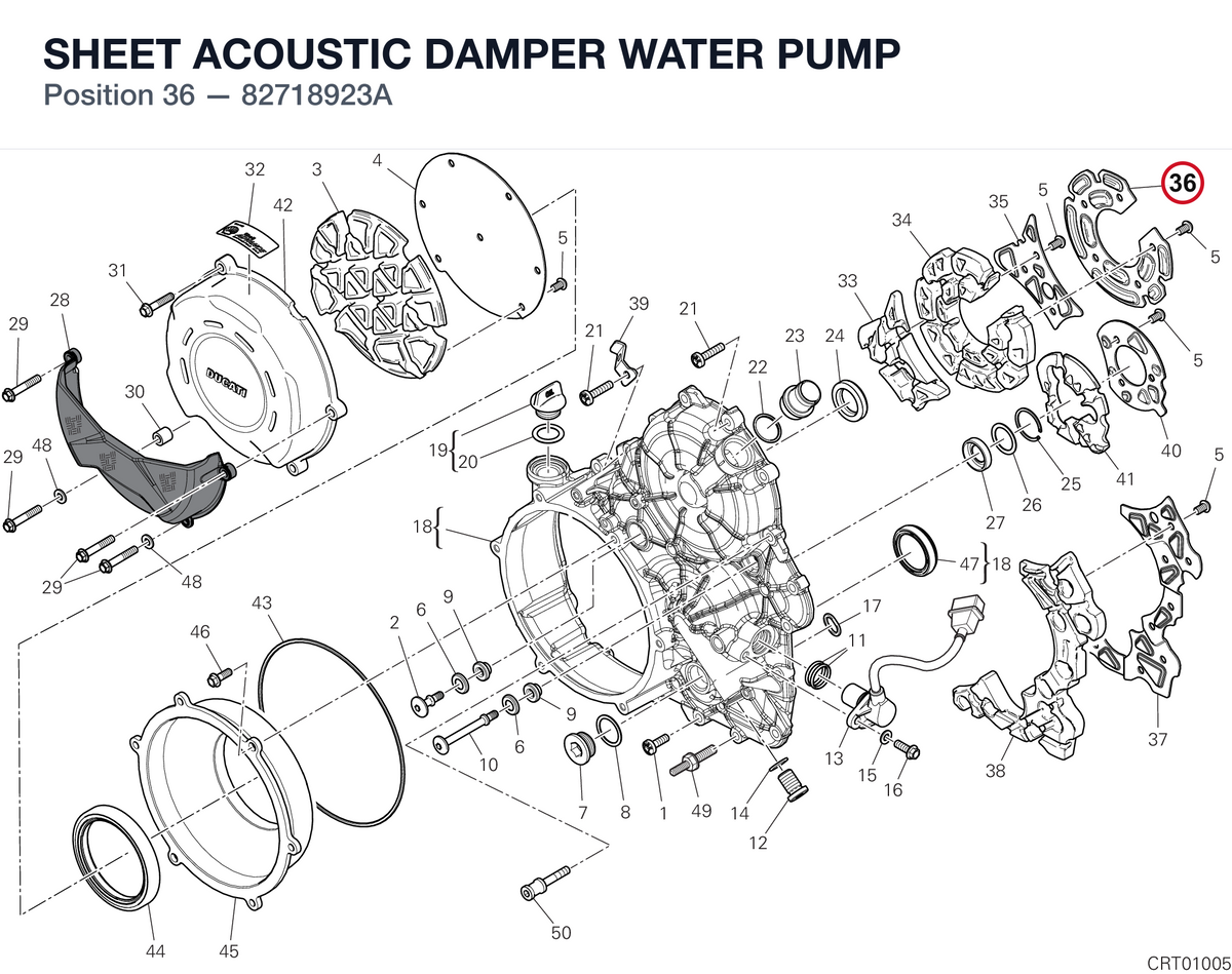 SHEET ACOUSTIC DAMPER WATER PUMP 82718923A diagram position