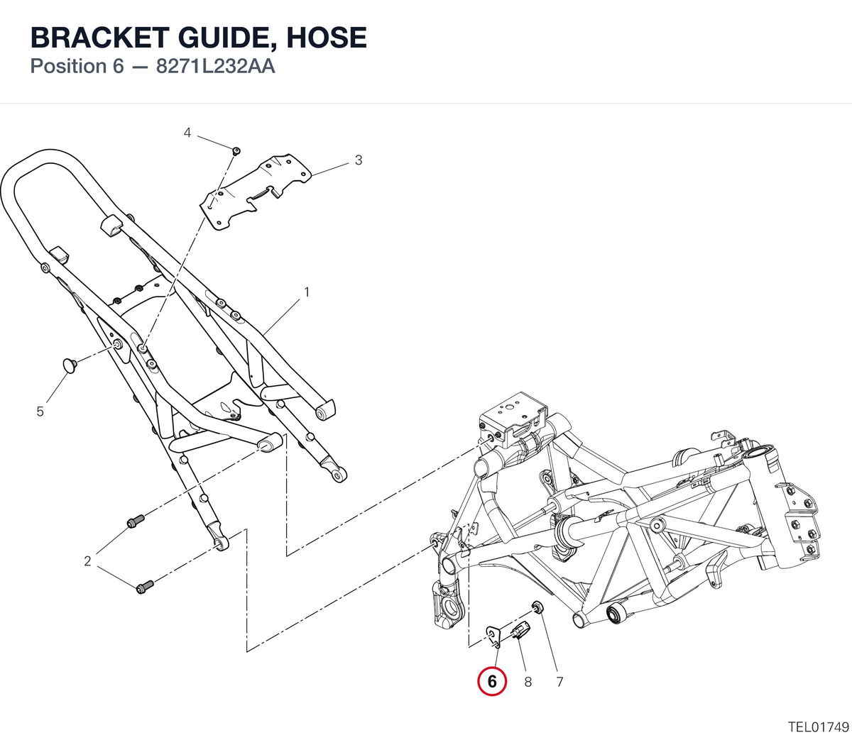 BRACKET GUIDE, HOSE 8271L232AA diagram position