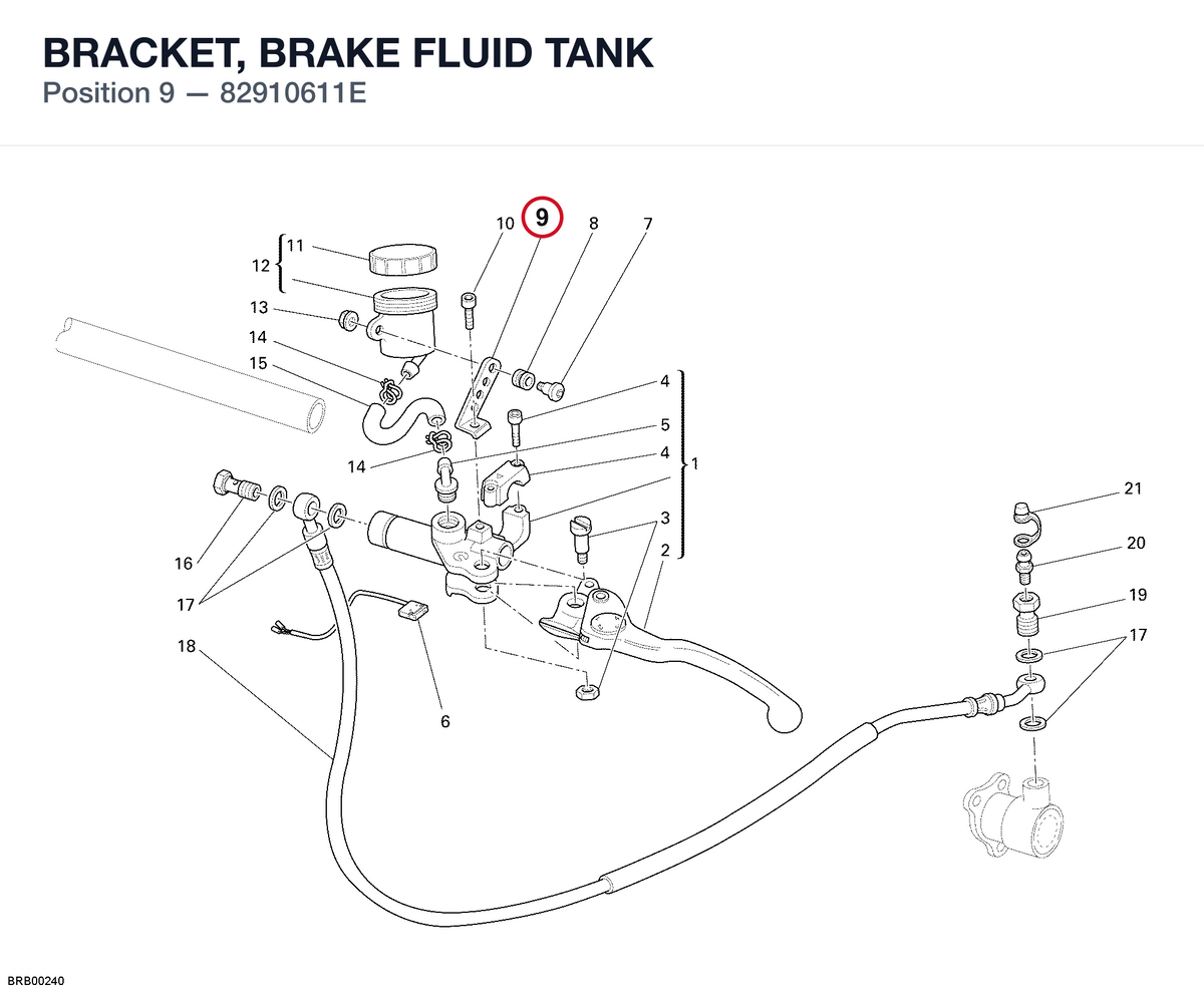 BRACKET, BRAKE FLUID TANK 82910611E diagram position