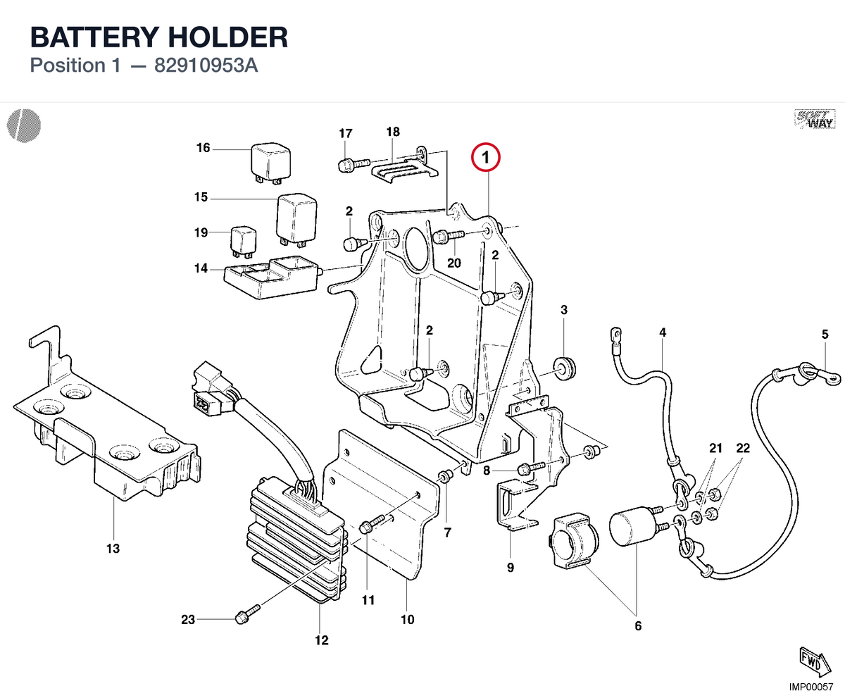 BATTERY HOLDER 82910953A diagram position