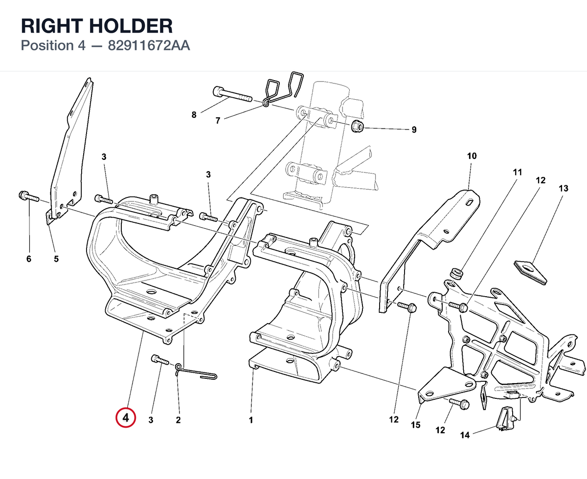 RIGHT HOLDER 82911672AA diagram position