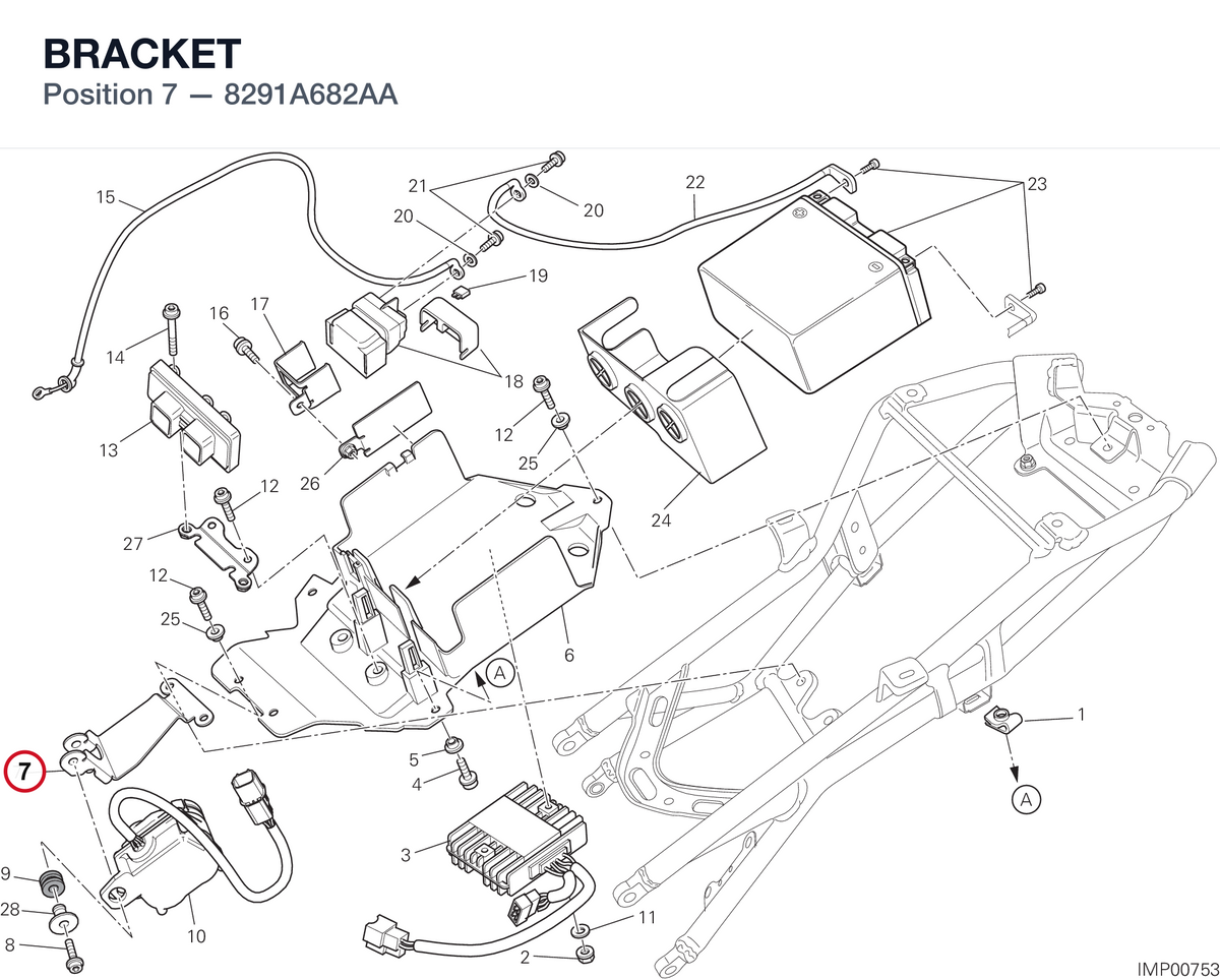 BRACKET 8291A682AA diagram position
