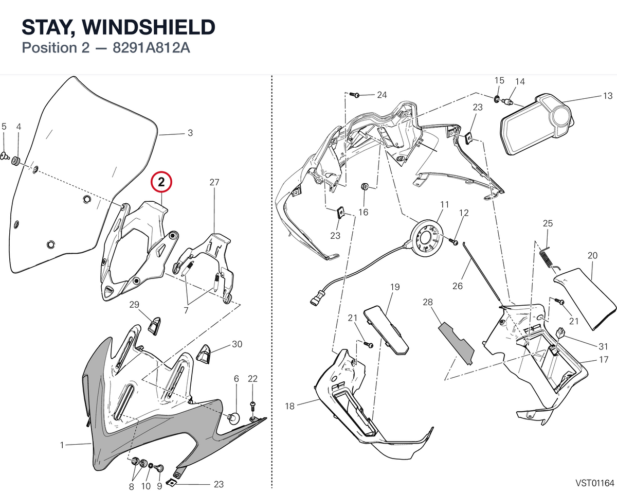 STAY, WINDSHIELD 8291A812A diagram position