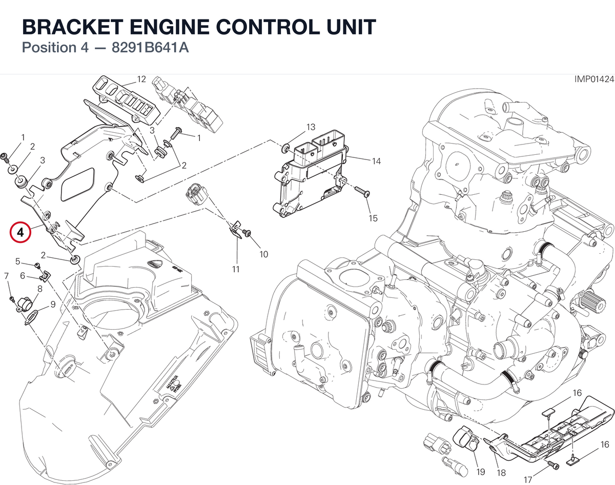 BRACKET ENGINE CONTROL UNIT 8291B641A diagram position