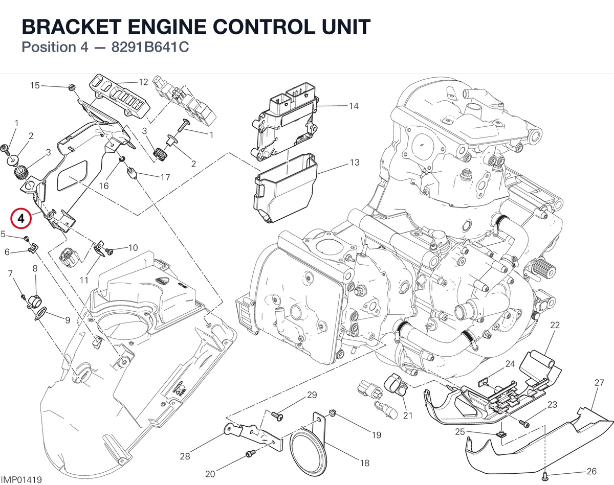 BRACKET ENGINE CONTROL UNIT 8291B641C diagram position
