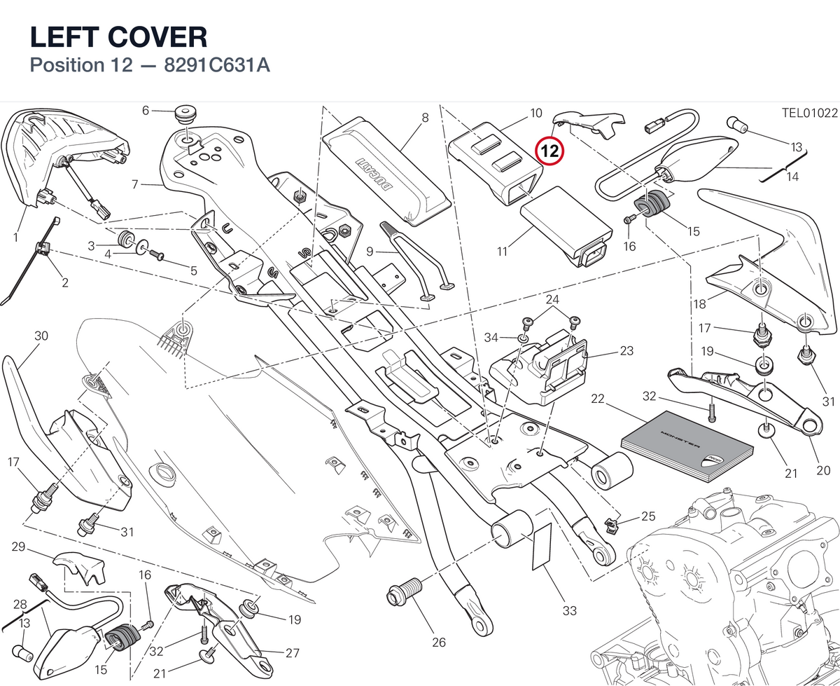 LEFT COVER 8291C631A diagram position