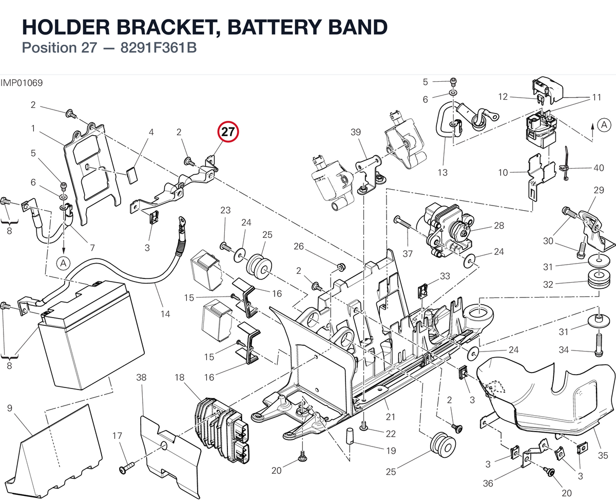 HOLDER BRACKET, BATTERY BAND 8291F361B diagram position