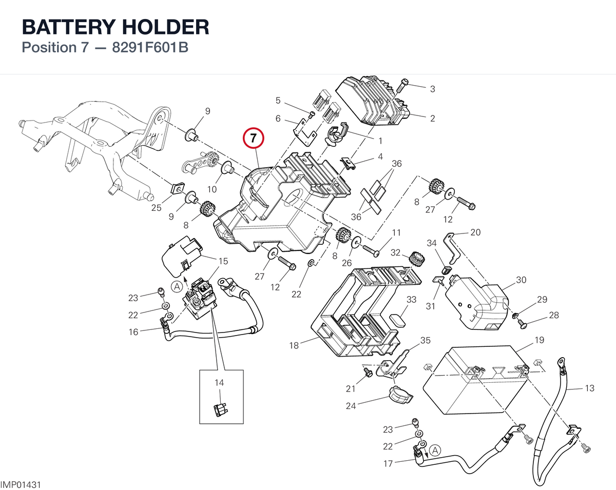 BATTERY HOLDER 8291F601B diagram position