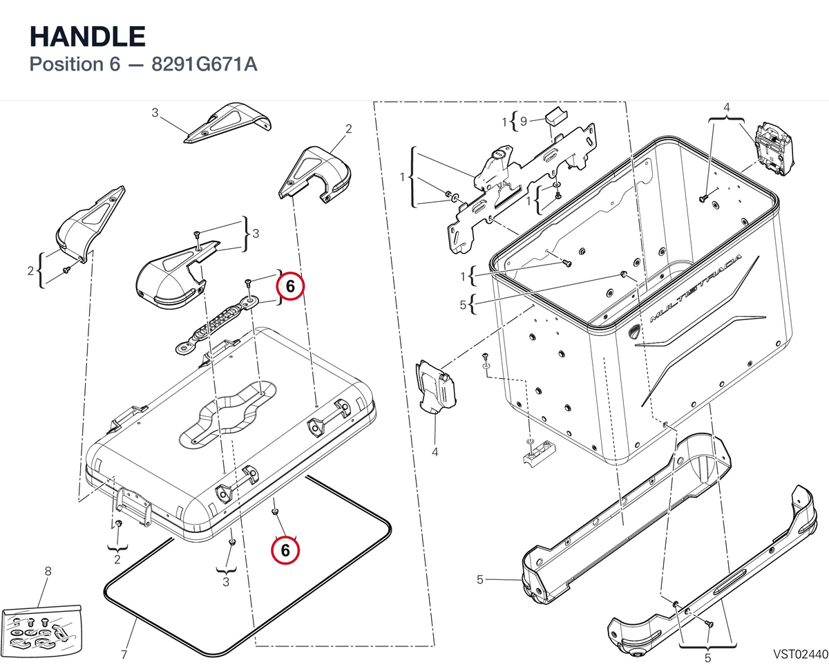 HANDLE 8291G671A diagram position