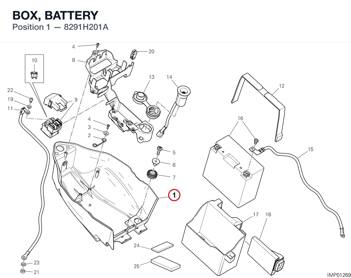 BOX, BATTERY 8291H201A diagram position